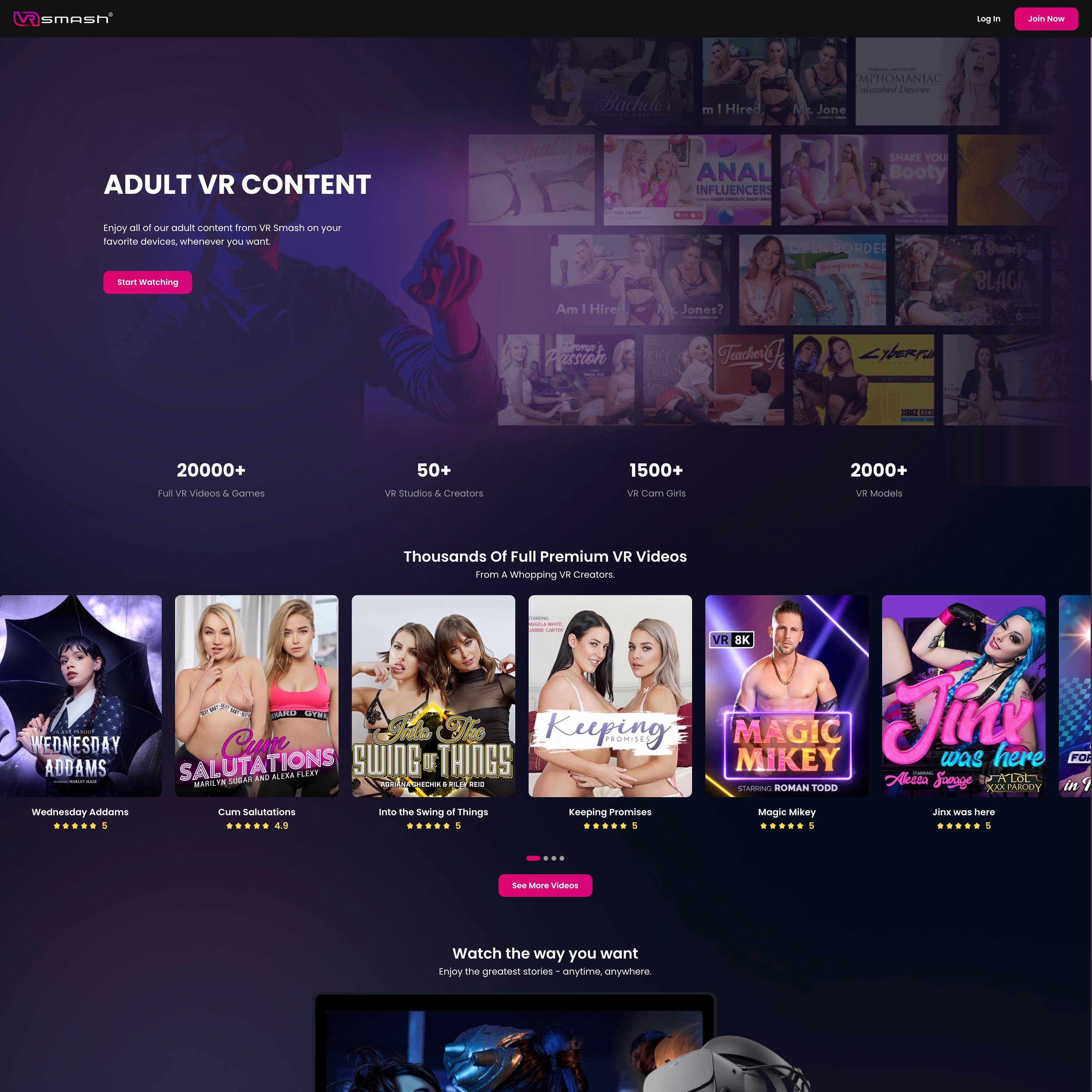 VRSmash.com Screenshot Homepage